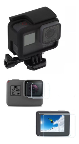 Combo Carcasa Marco Frame  + Vidrios Para Gopro Hero 5 6 7 