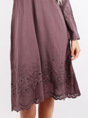 Vestido Mnga Larga Informal Liso Importado Puro Algodón 1767