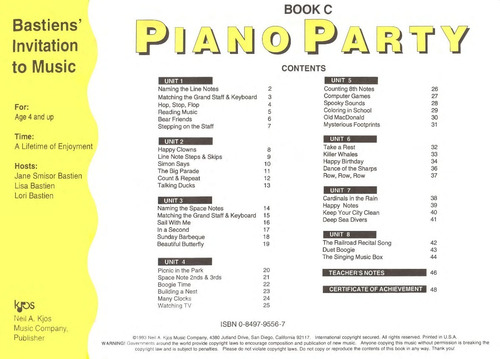 Piano Party Book C: Bastiens Invitation To Music For Age 4 A