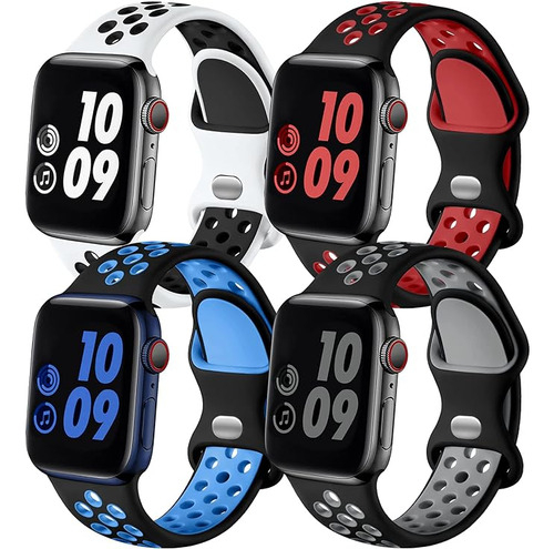 4 Mallas Deportivas Para Apple Watch 49/45/42mm C Talle S-m