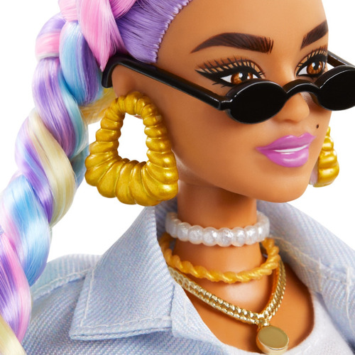 Barbie Articulada Extra 2021 Tranças Coloridas Pet Original