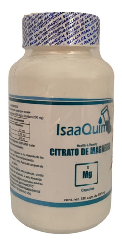 Imagen 2 de 4 de Citrato De Magnesio Isaaquim 600mg 130 Capsulas Envio Full
