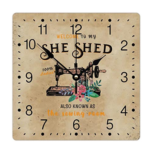 Welcome To My She Shed Reloj De Pvc, Máquina De Coser, Flore