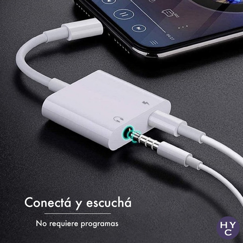Imagen 5 de 10 de Splitter Lightning Carga Miniplug Compatible iPhone iPad