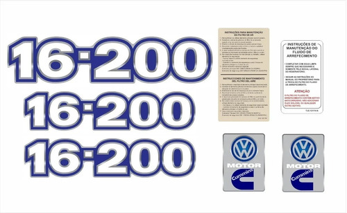 Kit Adesivos Resinado Para Volkswagen 16-200 17854 Cor Azul