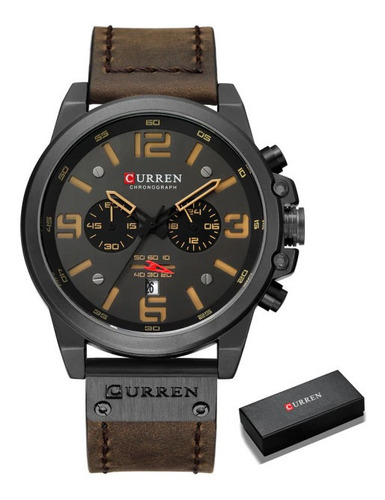 Reloj Curren Hombre Elegante Pulsera Cuero Cuarzo Cronógrafo