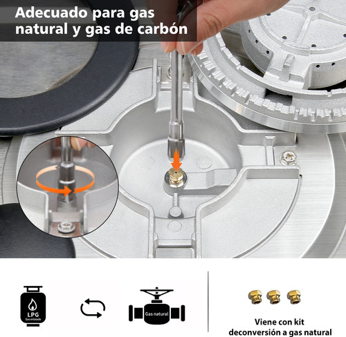 Skbe® Estufa Mixta Profesional - 3 Quemadores Gas y 1 Eléctrico con Placa Cerámica