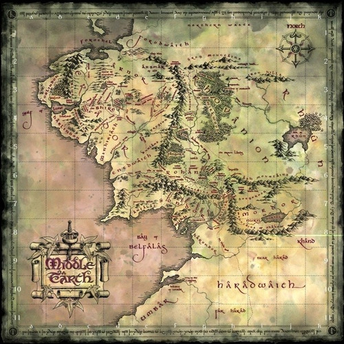 Ultra Mapa 90x90cm Terra Media Poster Sr. Dos Aneis Hobbit