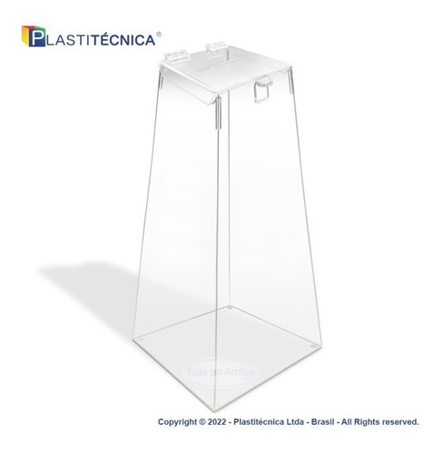 Urna Sorteio Pirâmide Em Acrílico - 50cm - Transparente