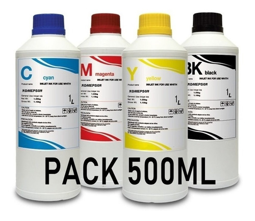 Kit 500ml Para Epson L3210 L3251 L395 L3110 L5290 L1110 L121