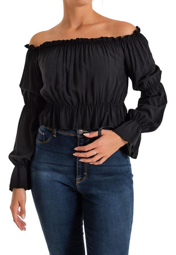 Imagen 1 de 4 de Top Blusa Mujer Manga Larga Lucy Noche