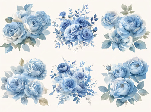 Kit Imagenes Png Clipart Flores Azules Y Marcos Acuarela