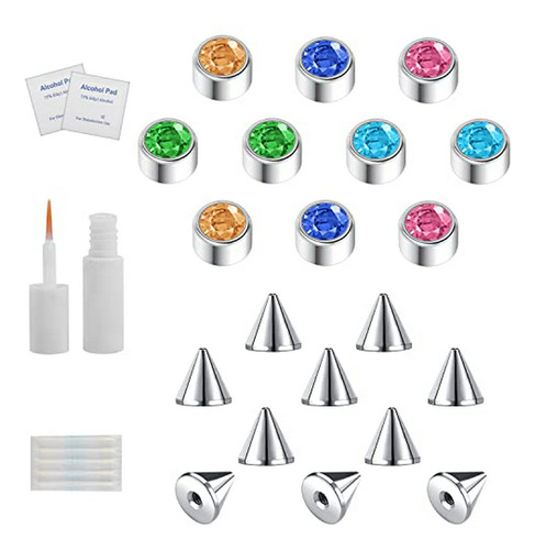 20pcs Anillos Falsos De Cejas, Nariz Y Labios Con Pegamento