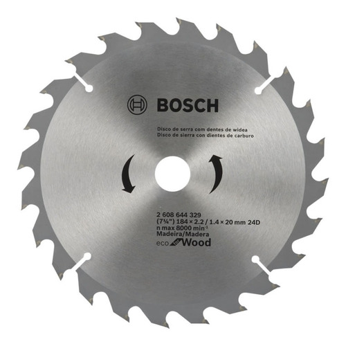 Disco De Sierra Bosch Eco Madera 184mm 7-1/4 X 24 D