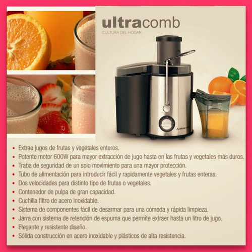 Ultracomb Jg2703 Extractor De Jugos 600w Frutas Y Vegetales