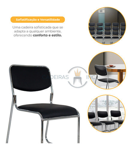 Kit 6 Cadeiras Escritório Eventos Interlocutor Fixa Dakkar