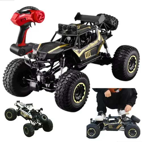 Carrinho Controle Remoto Rock Crawler Gigante 1:8 4x4 Jeep Dourado