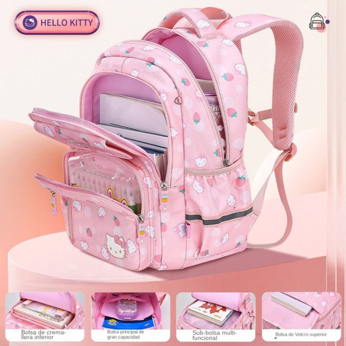 Hellokitty Exquisita Niña Estudiante Mochila Escolar, Los Niños De Protección De La Columna Vertebral Mochila, Bolso De La Computadora De Las Niñas