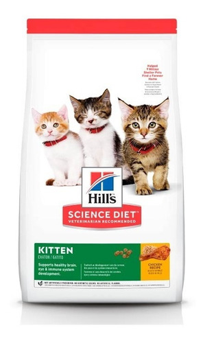 Alimento Hill's Kitten Comida Hill's Science Diet Kitten Para Gatos Pequeños para gato cachorro de raza pequeño sabor pollo en bolsa de 3.2kg