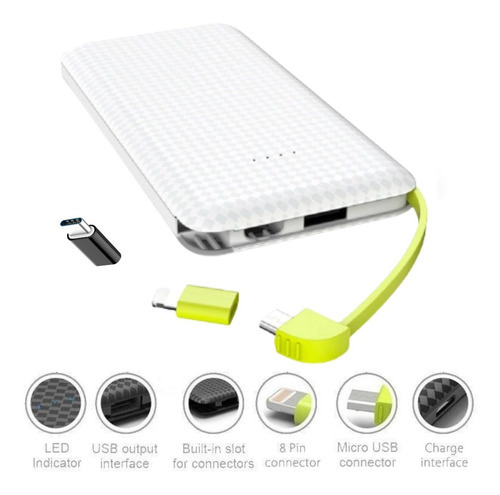 Carregador Portátil Power Bank Pineng - 1 Ano Cor Branco