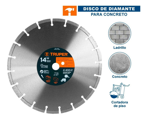 Disco De Diamante, 14' Para Concreto Truper 12548 Color Gris