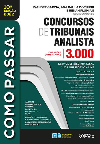 Como Passar Em Concursos De Tribunais Analista - 3.000 Quest, De Teresa Savio; Melo. Editora Foco Juridico, Capa Mole Em Português