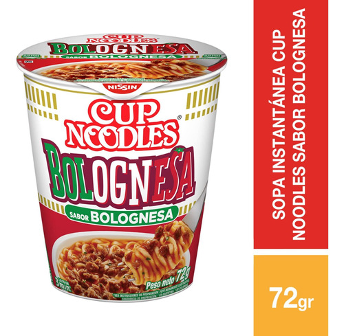 Sopa Instantánea Cup Noodles Sabor Bolognesa - 72gr