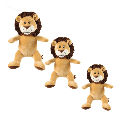 Trio De Animais Safari Leão Rei Bichinhos Para Criança P M G