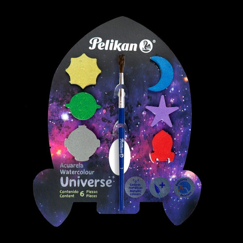 Acuarelas Pelikan Universo Colores Galacticos X6 + Pincel