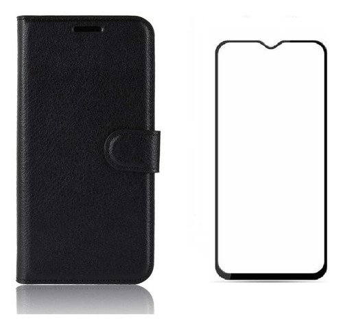 Capa Carteira Para Galaxy A20s + Pelicula Vidro 3d