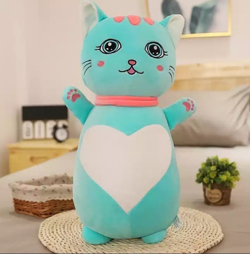 Hermoso Peluche Gatita Corazón Muy Suaves De 50 Cm