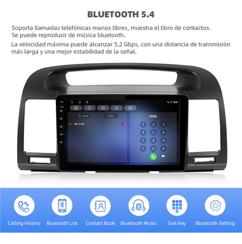 Estéreo 4+64g Carplay For Toyota Camry 2002-2006 4k Wifi6