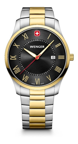 Wenger Reloj City Classic, Negro , 42 Mm Color de la correa Plateado Color del bisel Plateado