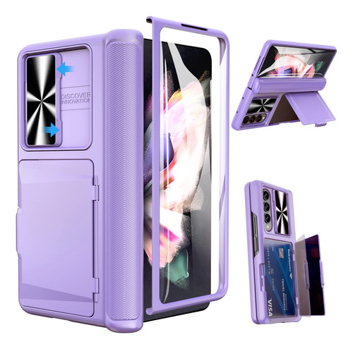 Funda P/samsung Z Fold 3 Con Billetera-lila