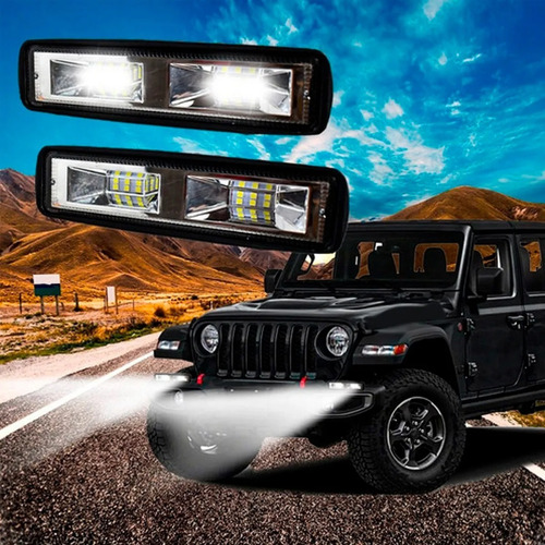 Imagen 7 de 10 de 2 Faro Auxiliar 12 Led Barra Rectangular Off Road 4x4 Auto