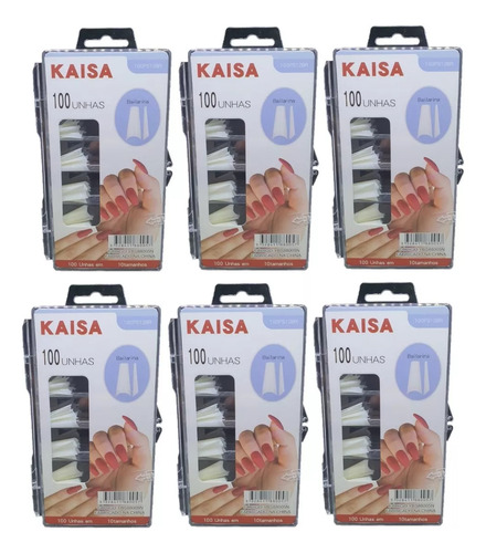 Kit 600 Tips Bailarina C/ Degrau Caixa 100 Unhas Plástico Cor Natural