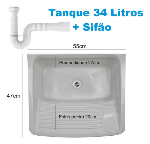 Tanque De Lavanderia 34 Litros + Gabinete 1 Porta 100% Mdf