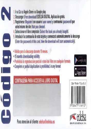 Codigo Ele 2 - Tarjeta Digital De Descarga, De Edelsa. Editora Edelsa (anaya), Edição 1 Em Espanhol