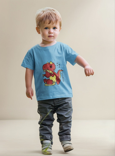 Polera Infantil Unisex Dinosaurio Dinopasta Algodon Estampad