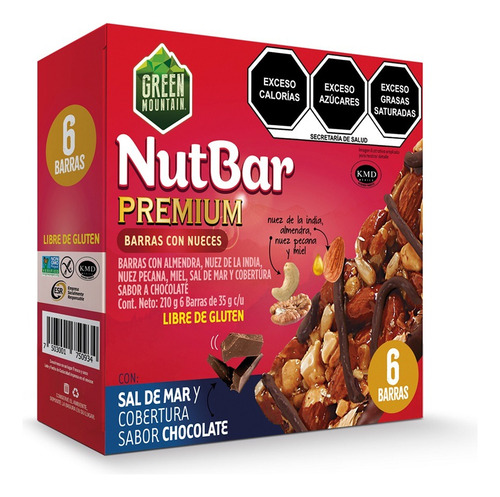 3 Pzs Green Mountain Barras Con Nueces Sal De Mar Chocolate