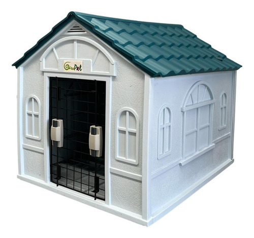 Casa Para Perros Termica Con Puerta Razas Medianas 94x84x82 Color Azul