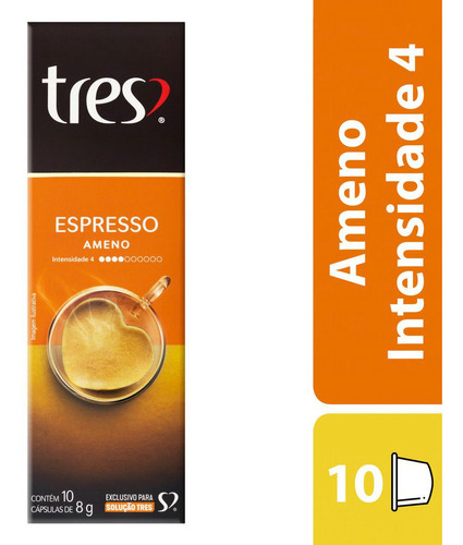 Cápsula Café Espresso Ameno Tres 8g 10 Unidades 3 Corações