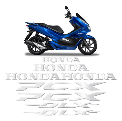 Jogo Adesivos Completo Moto Honda Dlx Pcx Emblemas Cromado