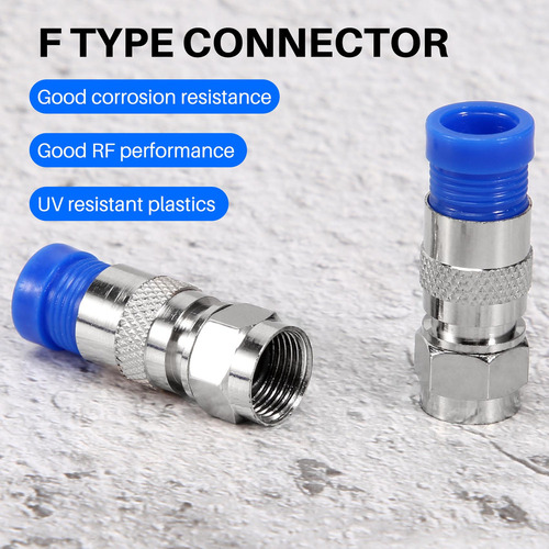 50 Conectores De Compresión Rg6, Cable Coaxial A Prueba Y