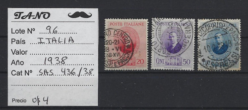 Lote96 Italia Serie Completa Año 1938 Sassone#436/38 