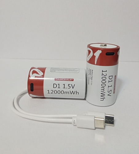 Pack 2 Pilas Tipo D Recargable Usb Para Boiler De Paso