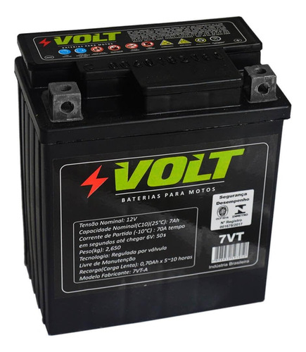 Bateria Moto Volt 7vt Selada 7ah 12 Volts