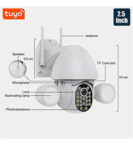 Tuya Iluminacion Camara Luz Inundacion Hd Seguridad Acampar