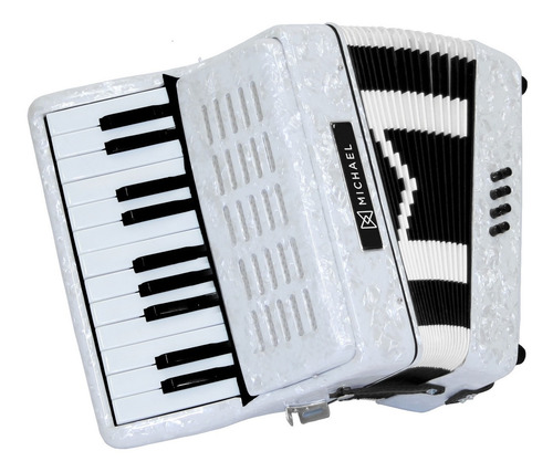 Acordeon Michael Acm0822 Pwh 8 Baixos Branco Perolado