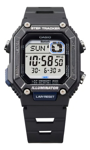 Reloj Casio Illuminator Ws-b1000-1av Para Hombre E-watch Correa Negro Bisel Negro Fondo Gris